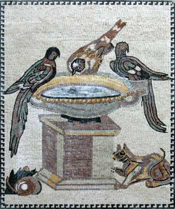 AN140 Birds drinking for water jar Mosaic