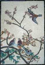 Birds and Pink Flowers Mosaic Tree