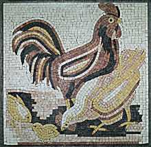 Brown Gold & Black Rooster Mosaic