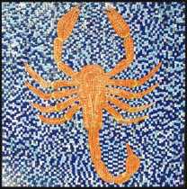 AN294 Orange scorpion on blue background Mosaic