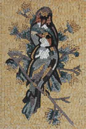 Love Birds on Yellow Background Mosaic