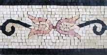 Pink & Black Flowers on White Border Mosaic