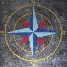 Red And Blue Pointers Nautical Compass Floor Mosaic