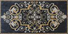 CR181 black gold & white elegant floral art Mosaic