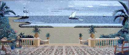 CR255 Beautiful palm tree patio overlooking the sea Mosaic