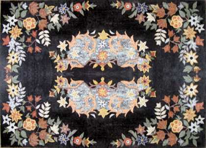 CR256 Colorful Symmetry Floral on Black Floor  Mosaic