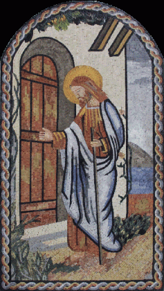 Jesus Knocking on the Door Arched Religious Mosaic