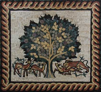 FL933 Famous Tree Of Life Animals Rope Border  Mosaic