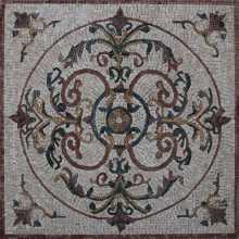 GEO1198 Circular Abstract Floral Floor Carpet  Mosaic