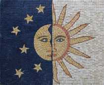 Sun and Moon Stones Faces Calm Decor Mosaic