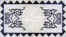 Black & White Rectangular Geometric with Vines Mosaic