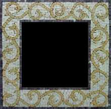 Yellow Spirals on Off-White Mirror Border Mosaic