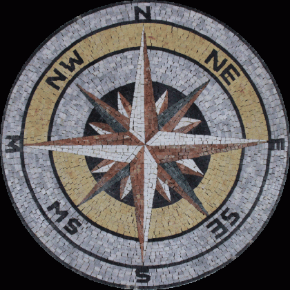 MD1751 Beautiful Compass Medallion Shaped  Mosaic