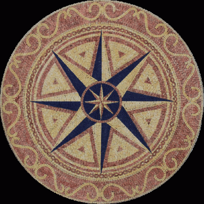 MD1958 Nautical Compass Deep Blue Floor Wall  Mosaic