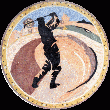 MD664 Round Medallion Golf Scene  Mosaic