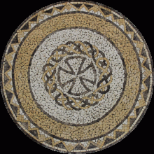 MD846 Central cross in circular design stone Mosaic