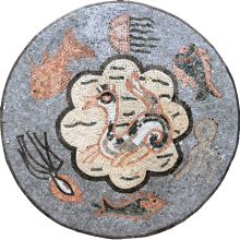 Marble Medallion Pastel Colors Sea Life Mosaic