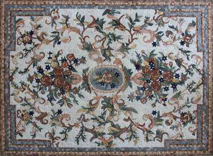 Floral Floor Rug Mosaic Tile