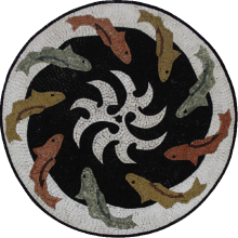 Round Mosaic Fish Pond Medallion