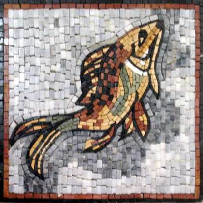 Square Fish Mosaic Pool Art