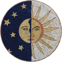 Sun Moon Blue Night Sky Mosaic