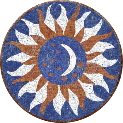 Blue Background Sun and Moon Mosaic